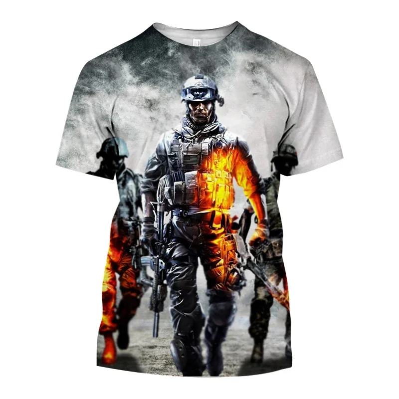 Maglietta con stampa 3D per uomo Call Of Duty FPS Shooting Game top a maniche corte oversize Fashion o-collo Pullover War Style