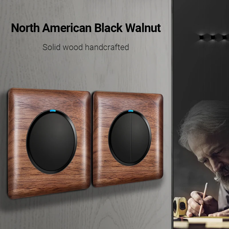ELEGAN Retro Switch Socket Solid Wood Panel Retro Style European Standard 16A Wall Switch Computer TV Socket Office Villa Hotel