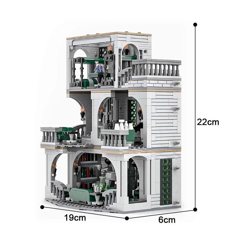 MOC Slytherin Common Room and Dorm Building Block Model Creative Slytherin House Common Room Architecture Bricks Toys Gifts