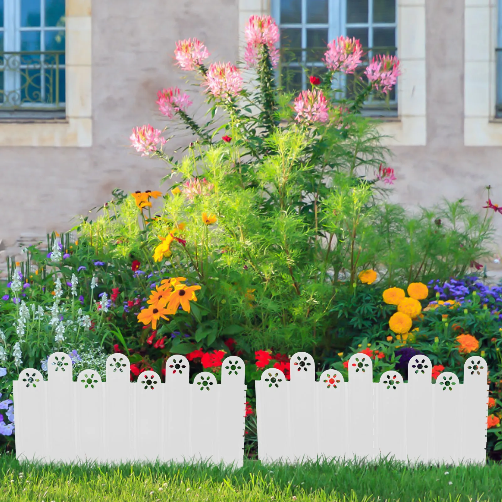 

1pc Freestanding White Plastic Garden Fence Panels Decorative Lawn Flower Beds Border Edging Landscaping Outdoor Guard Yard