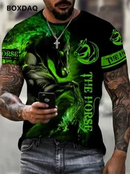 Fashion 3d Horse Men's T-Shirts Summer Oversized Short Sleeve Animal Print Street Style T Shirt 6XL Big Size Hip Hop Casual Tops