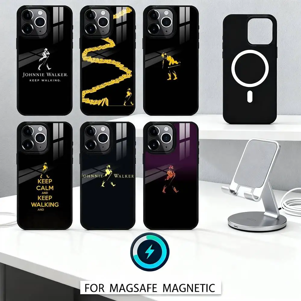 

J-Johnnie Keep W-Walker Logo Phone Case Magnetic For iPhone17 16 15 14 13 12 Pro Max For Magsafe Wireless Charging Cover