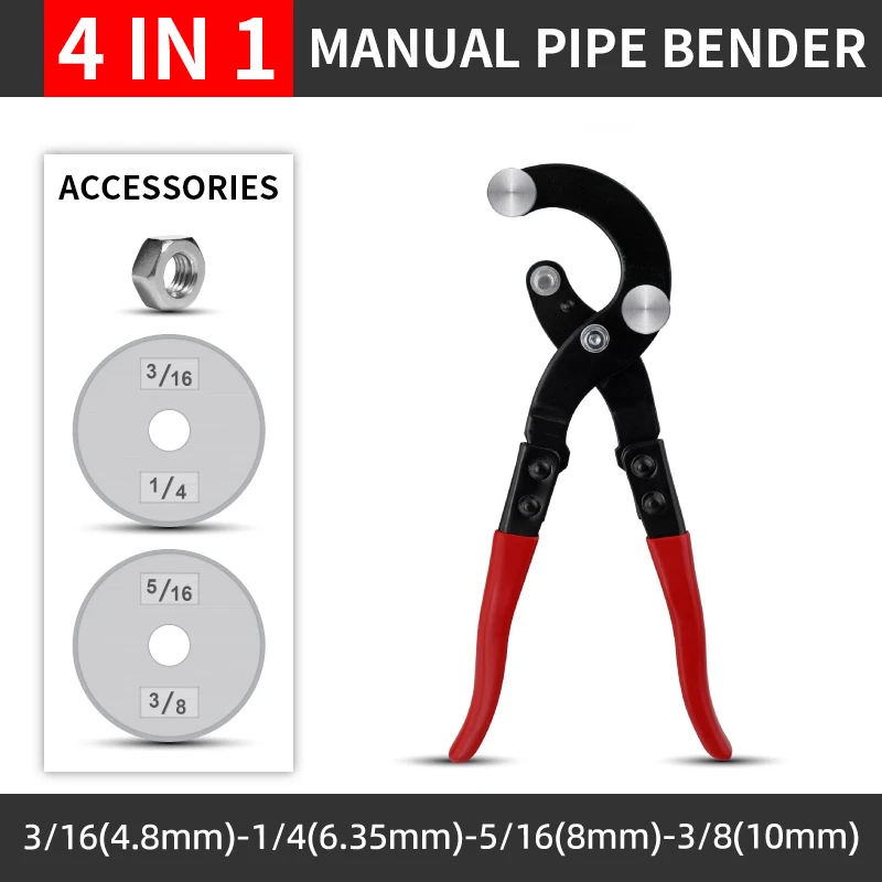 Manual 4-in-1 Copper Tube Bender Copper Tubing 5-6-8-10mm Air Conditioning Aluminum Tubing Iron Stainless Steel Bending Tool