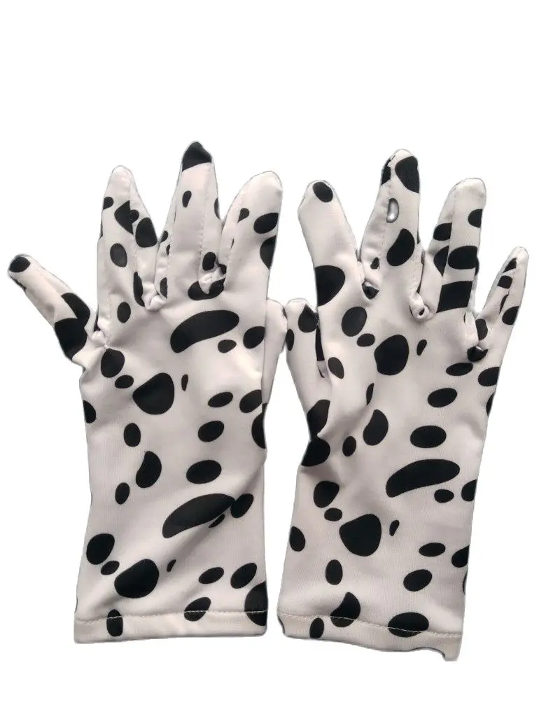 

Black and white spots Adult women men Spandex short Gloves High Elastic Gloves Driving Hand guards Dance Glove