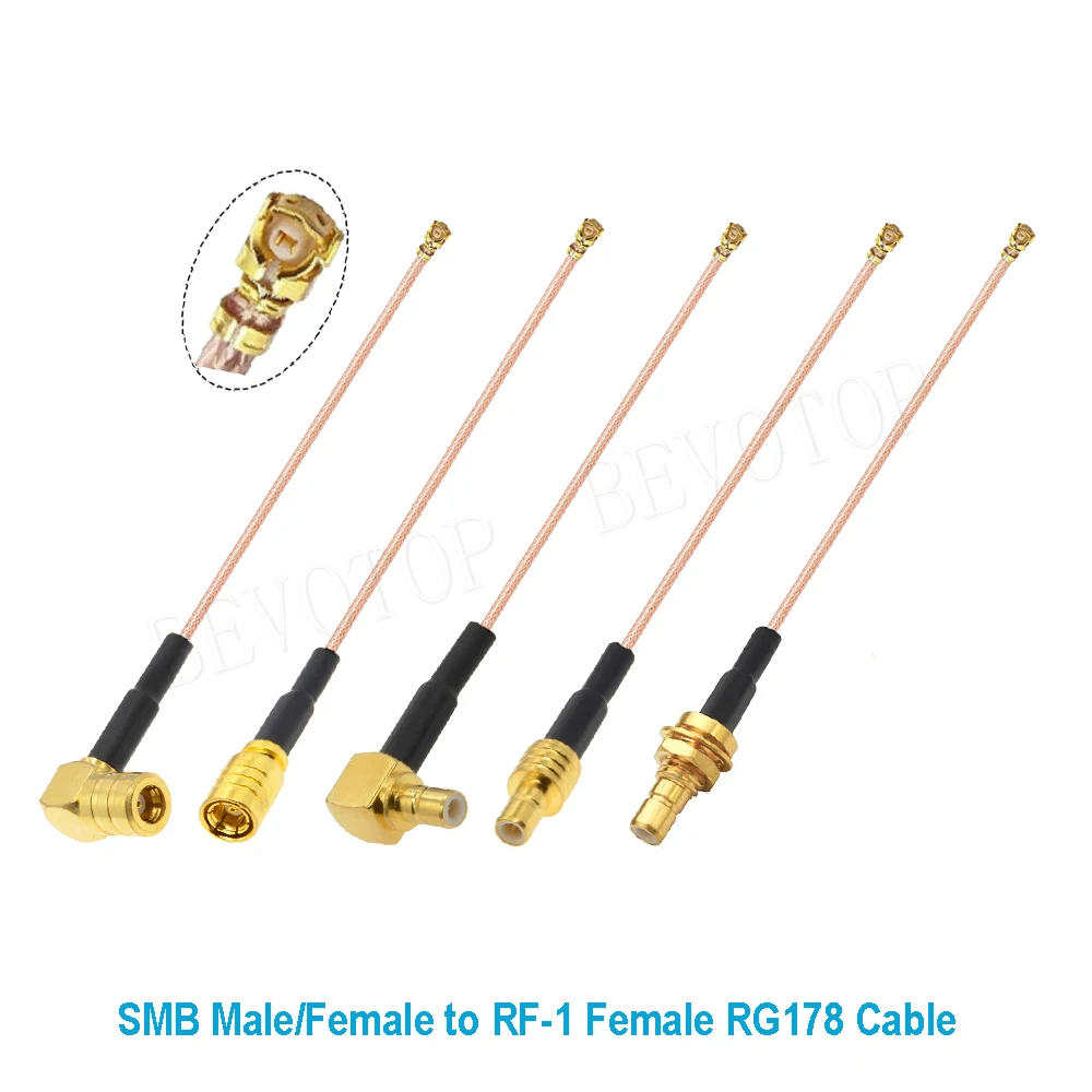 10PCS SMB Connector to uFL/IPX-1 Female RF1.13/1.37/RG178 Cable Extension Pigtail IPX-SMB Router Radio WiFi Antenna RF Jumper