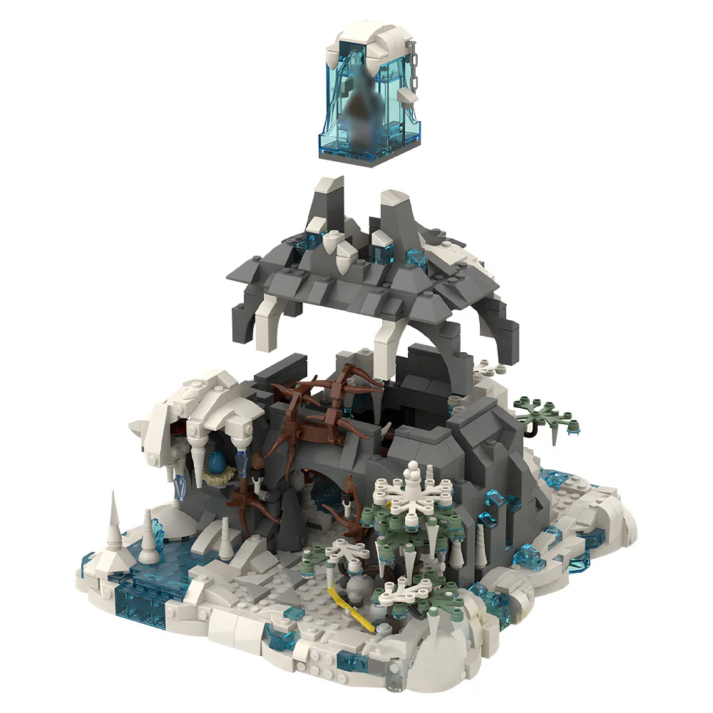 MOC-203593 neige Troll grotte série caveman maison blocs de construction bricolage modèle briques Puzzle jouets petite brique cadeaux de noël 1279 pièces