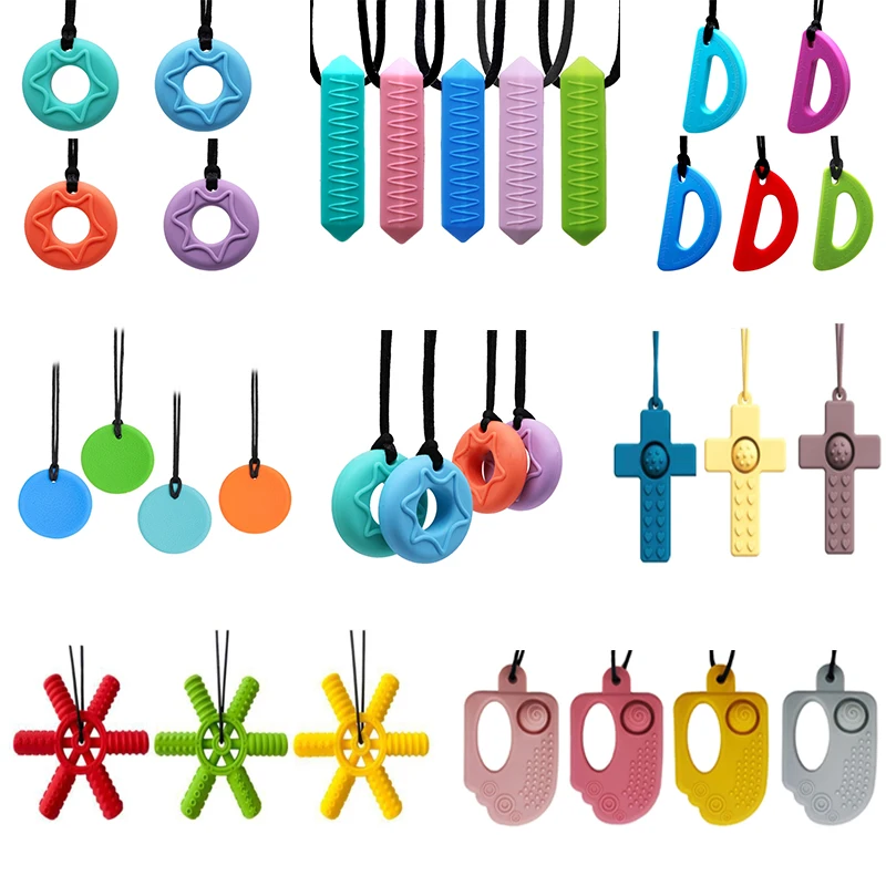 1pc Sensory Chew Necklace Brick Chewy Kids Silicone Bitten Pencil Teeth Silicone Teeth for Autistic Kids