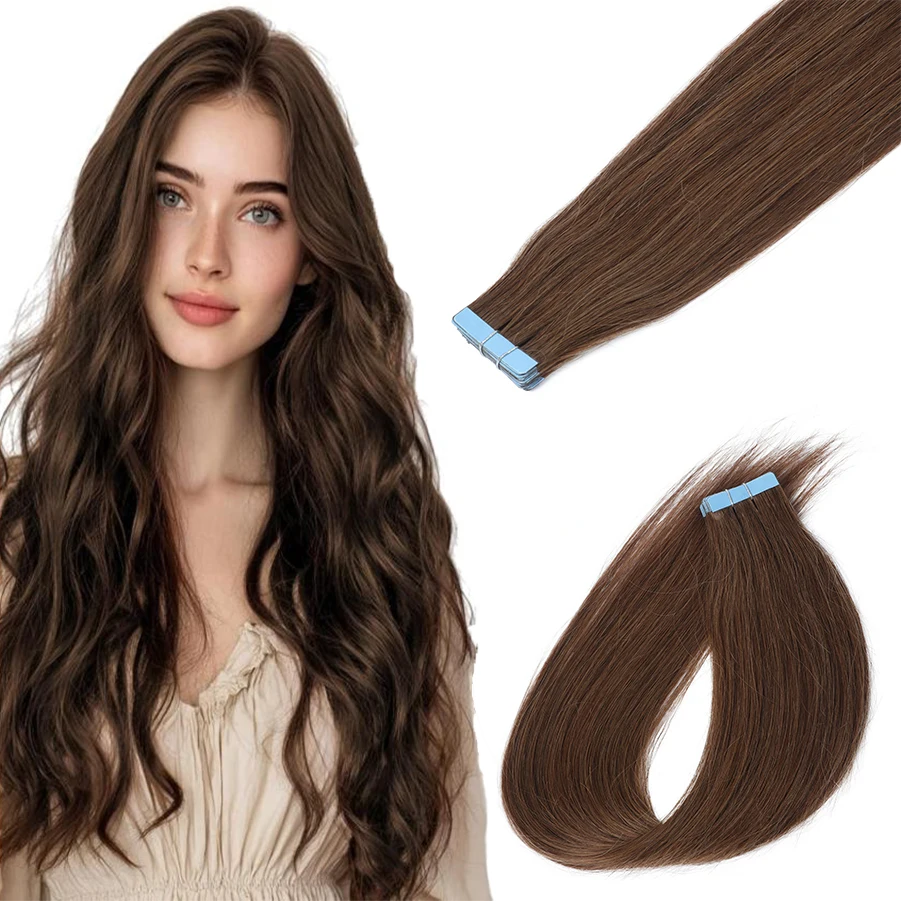 

Невидимые накладные пряди на ленте длиной 20 дюймов, идеально скрывающиеся, из 100% натуральных человеческих волос, от светлых до темных оттенков, легко укладываемые.