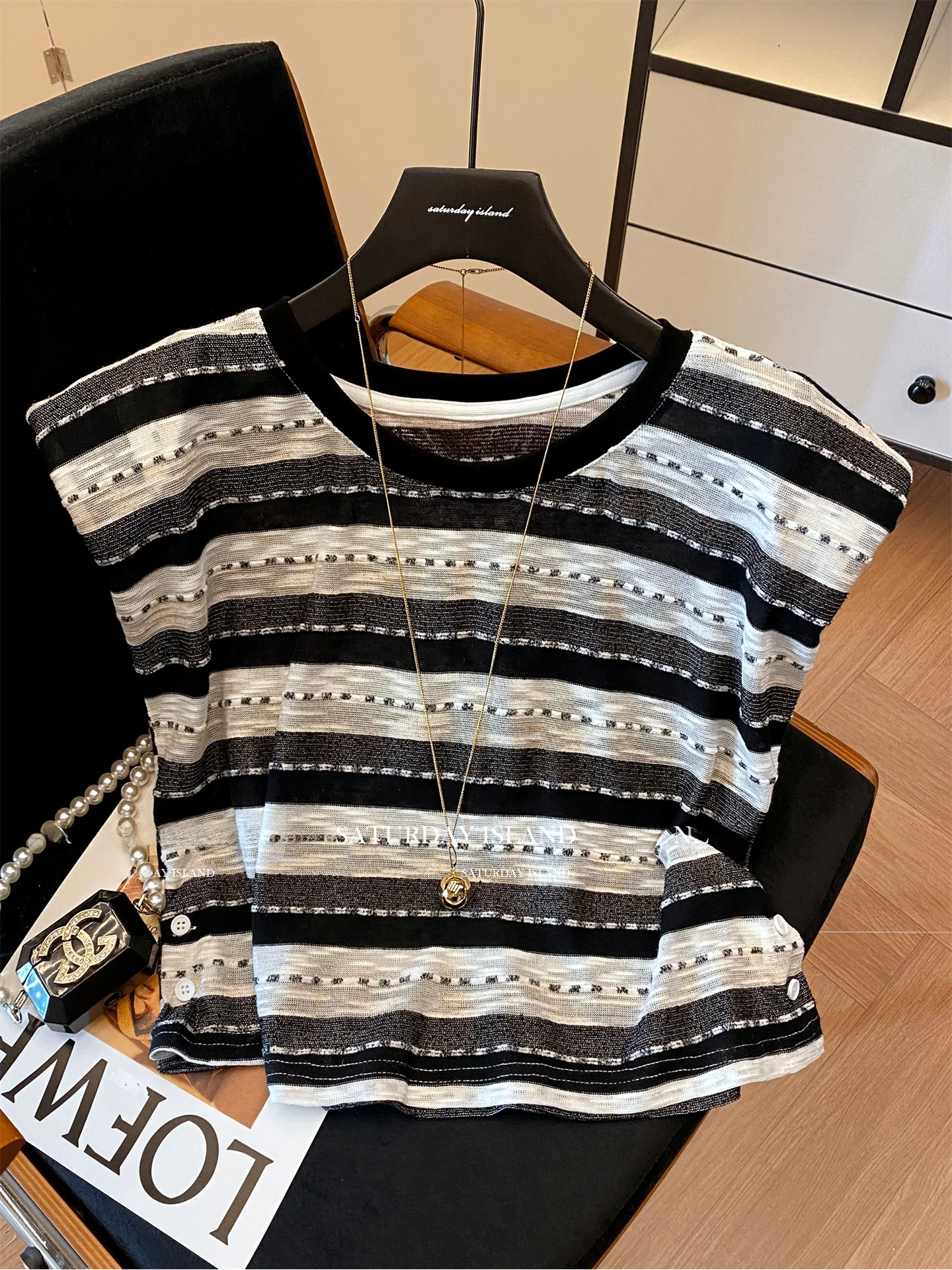 

Круглая футболка Ne Svel в корейском полоску, женская модная универсальная летняя футболка, новое поступление, топ