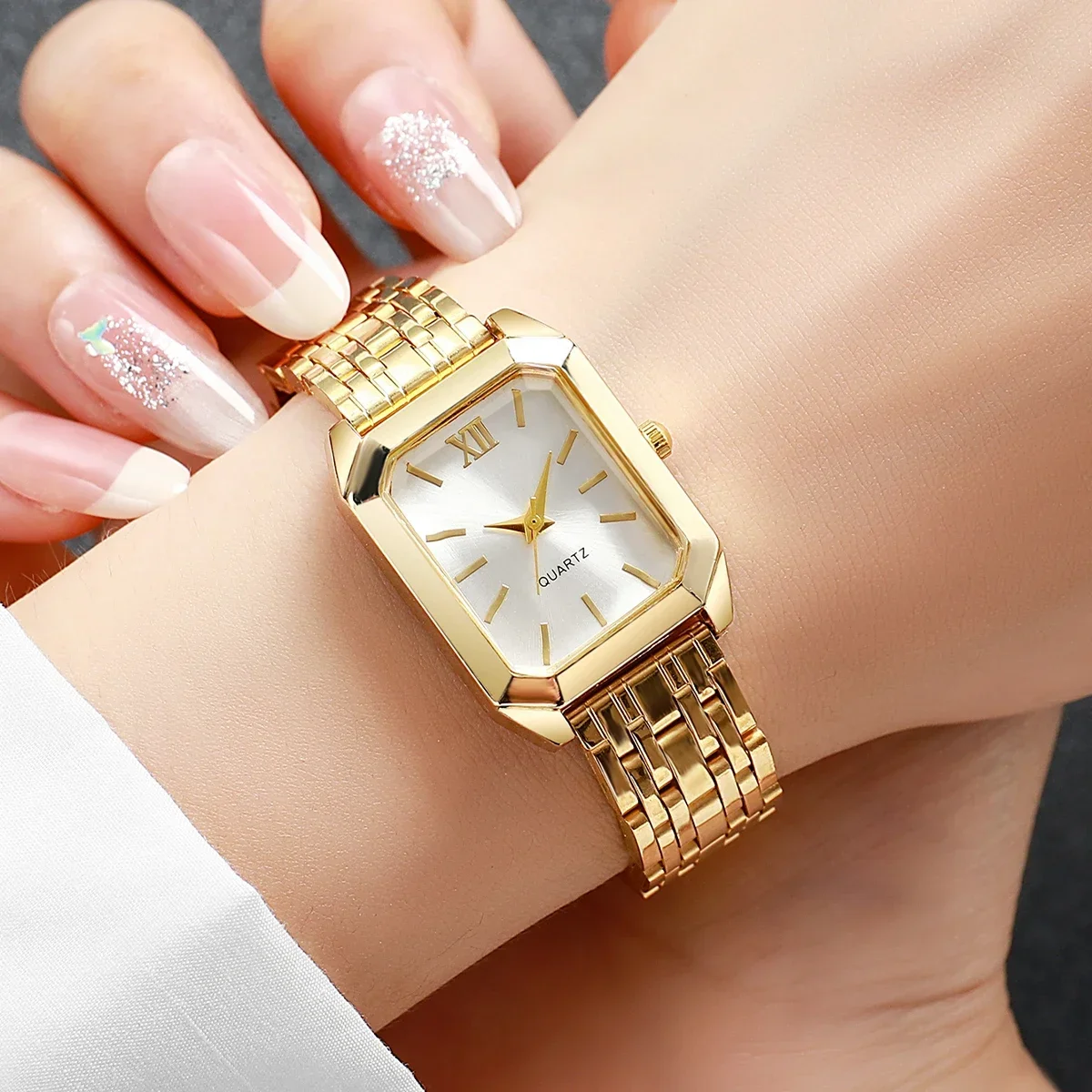 Surprise Blind Box Women Watch Random Luxury Square Quartz Wristwatch Metal Steel Strap Ladies Fashion Dress Watch view 3