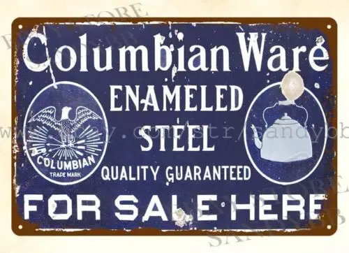 1p,Columbian Wares enameled stee metal tin sign inspirational art sale