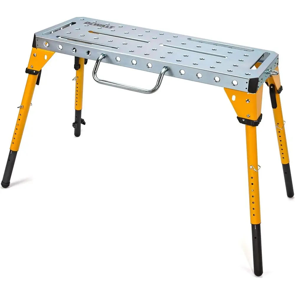 

Портативный стальной сварочный стол с регулируемой высотой, рабочая поверхность 18x46 дюймов, складные ножки, ручка для переноски и органайзер для кабелей