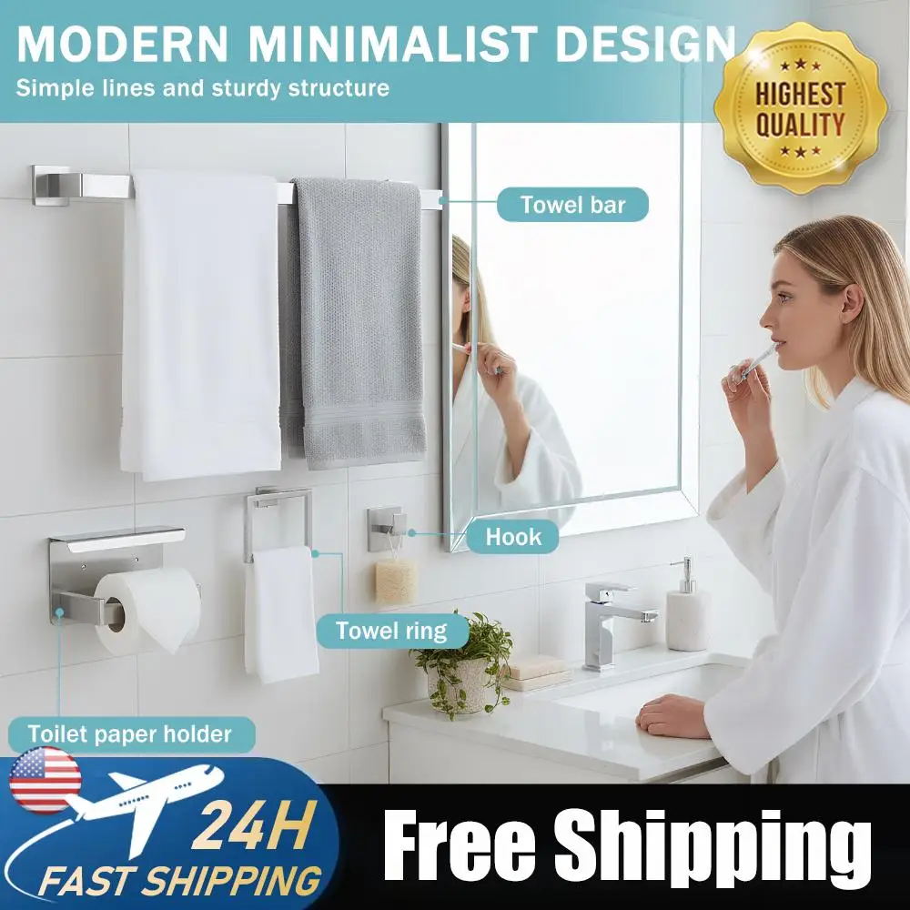 

20-Pieces Stainless Steel Bathroom Hardware Set Wall Mounted Bathroom Accessories Set Towel Rack/Ring/Hook/Toilet Paper Holder