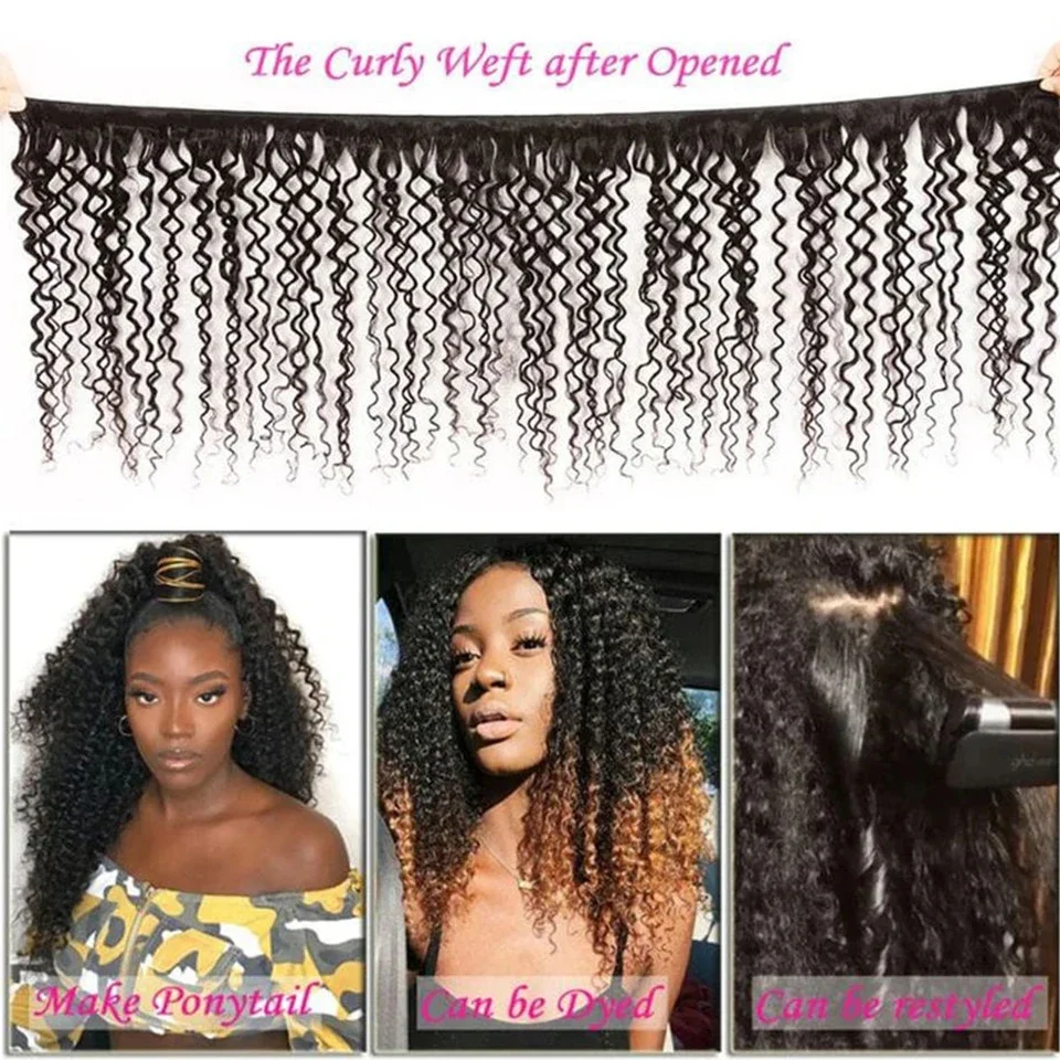 Cabelo Humano Cacheado Kinky Peruano em Pacotes de 1/3/4 Peças, Extensões de Cabelo Natural, Topper Feminino, Atacado, Pacotes de Cabelo Humano Remy