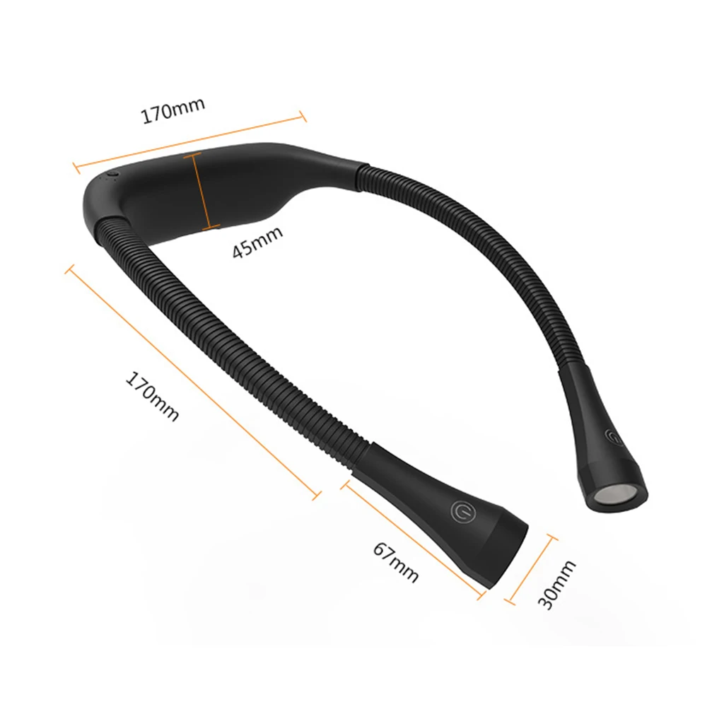 Portable Bendable Arms 3 Colors Brightness Dimmable 2000mA Battery USB Rechargeable LED Neck Book Reading Lamp Light