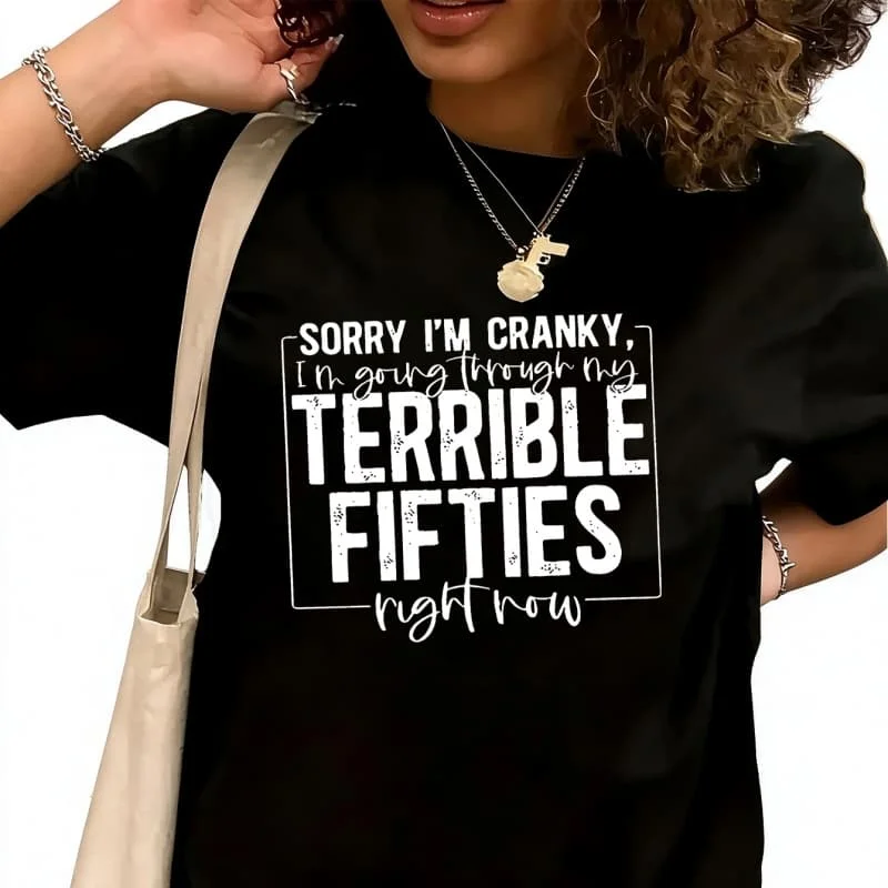Sorry i'm crankyWomen's T-Shirt 100% Cotton Funny Graphic Short Sleeve Tee Novelty Shirt Casual Crew Neck Top S-5XL