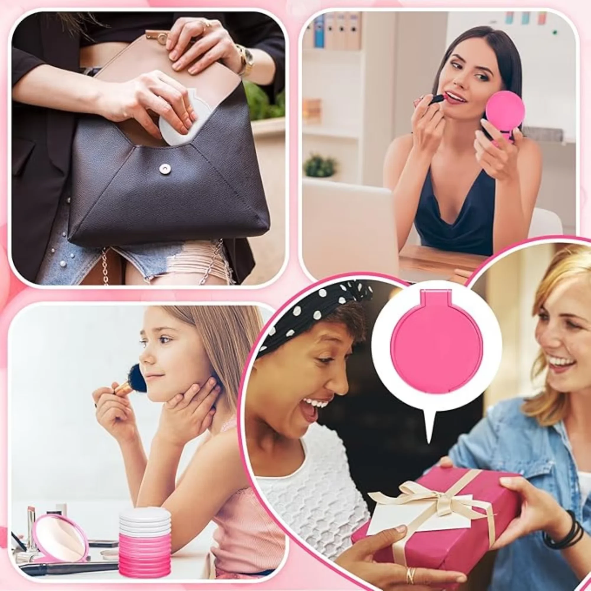 50 قطعة من مرايا المكياج الصغيرة المحمولة القابلة للطي - خالية من البطارية 2.75 × 2.44 بوصة باللون الأبيض، مرآة العناية بالبشرة لأدوات العناية بالبشرة #6