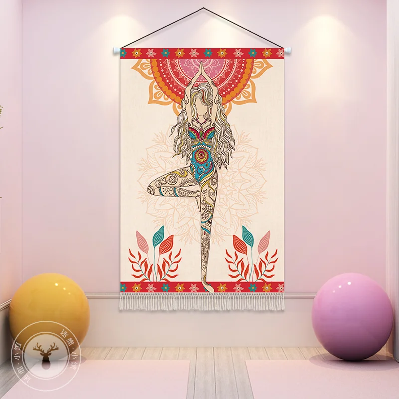 

Yoga & Pilates Fabric Tapestry Wall Hanging - Spiritual Aesthetic Room Decor for Gym Dance Studio & Meditation Space Boho Mural​