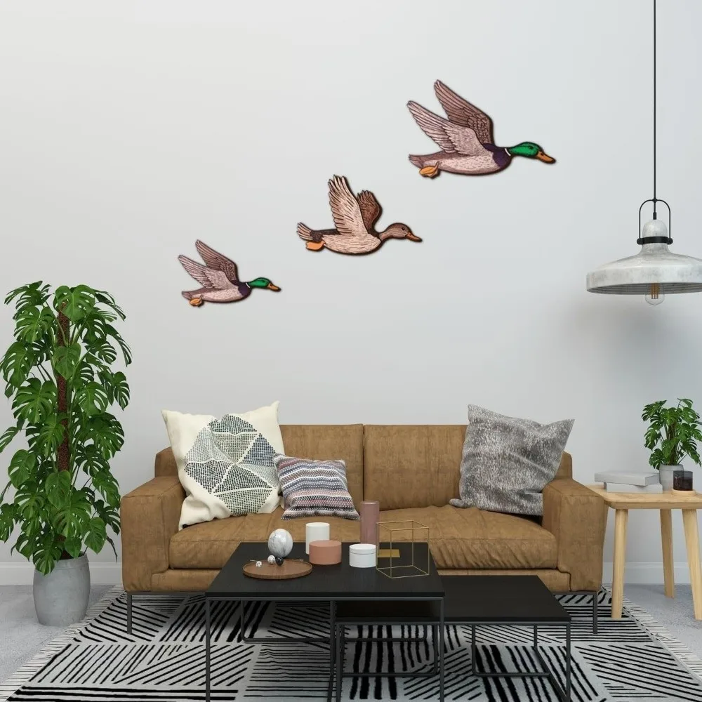 Retro Country Style Greenhead Duck Wall Art Exquisite Sweet Wall Decoration Plate Wooden Swan Wall Decoration Office