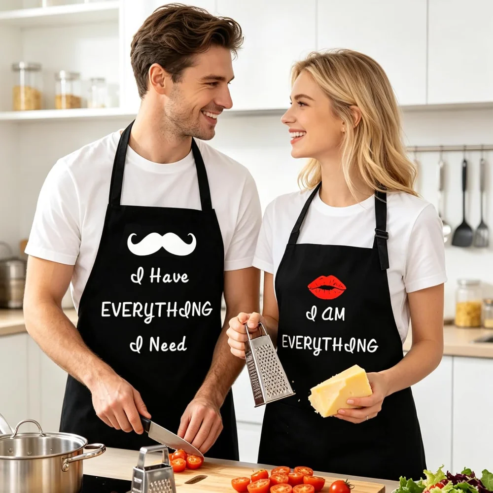 2 Stück lustige Schürzen für Paare, Geschenkideen für ihn und sie, Küchen-Kochset, Geburtstag, Hochzeit, Jahrestag, Brautparty, Partyzubehör – Detail 8