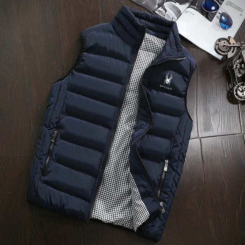 Fall/Winter 2024 new all-cotton vest coat SPYDER Sleeveless down vest jacket Men\'s casual vest plus 5XL