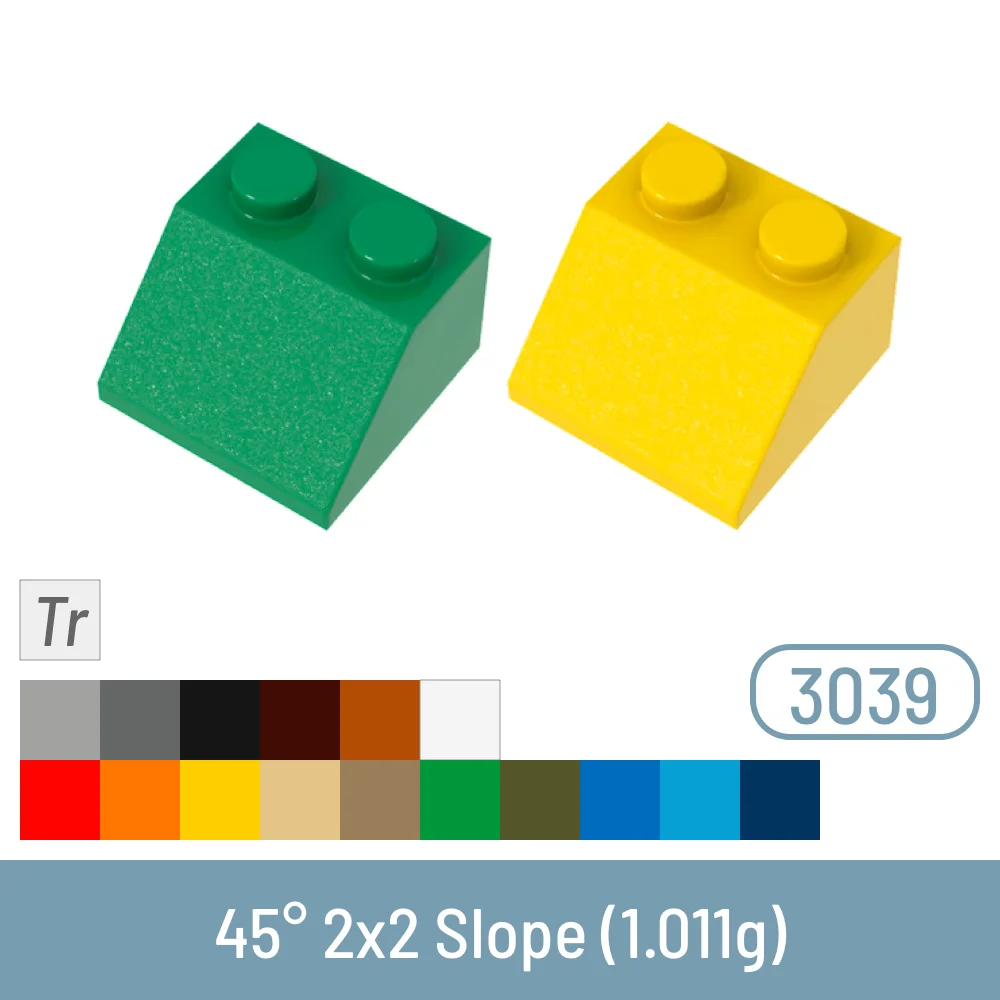 40 pz/lotto blocchi di costruzione fai da te 45 ° 2x2 dimensioni del pendio compatibili con 3039 giocattoli di plastica di mattoni per bambini