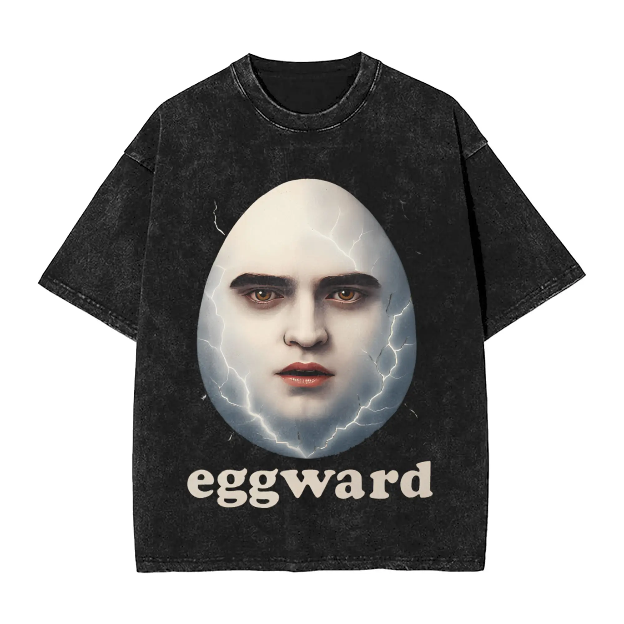 Eggward Parody Men's T Shirts Washed  Cool Tees Short Sleeve O Neck T-Shirts Pure Cotton Original Tops