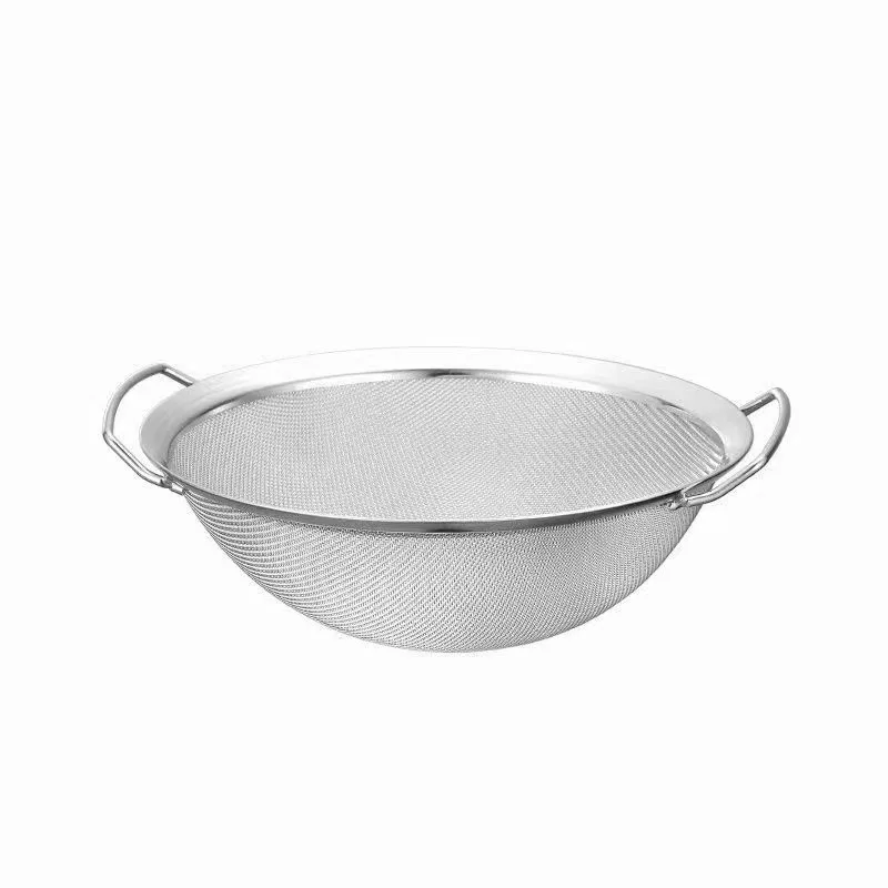 Stainless Steel Fine Mesh Strainer Basket with Double Handles Large Juice Rice Flour Sieve Food Filter Drainer Cooking Utensil