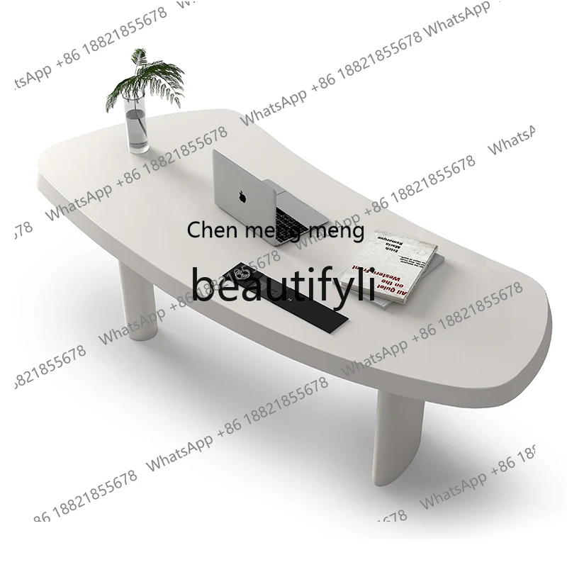 

Q178 French minimalist desk designer computer desk living room meeting guest special-shaped desk