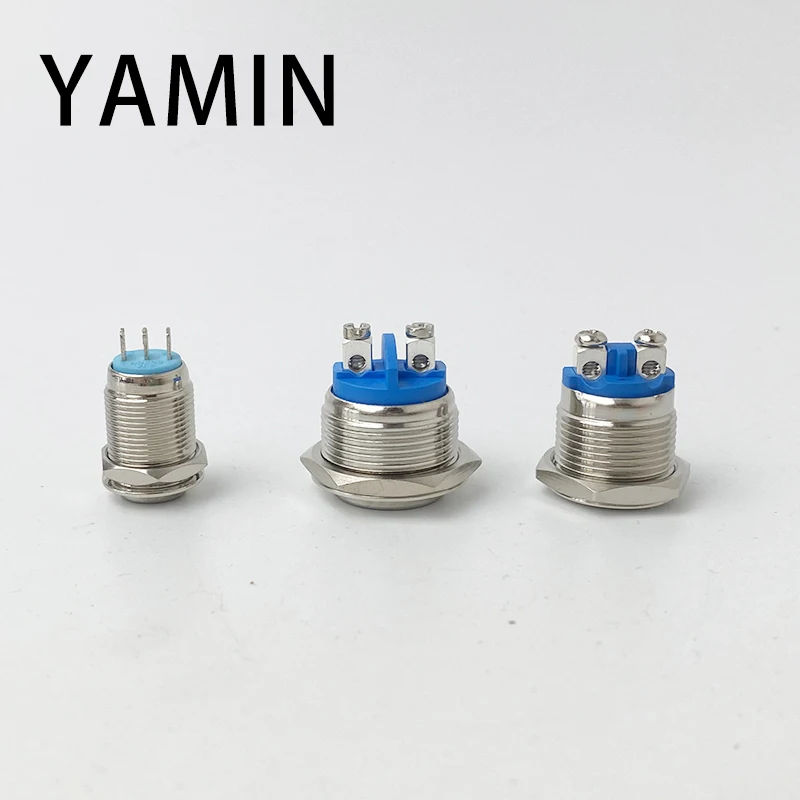 순간 리셋 잠금 래칭 금속 푸시 버튼 스위치, 방수 나사 핀 용접 풋, 8mm, 10mm, 12mm, 16mm, 19mm, 22mm, 30mm