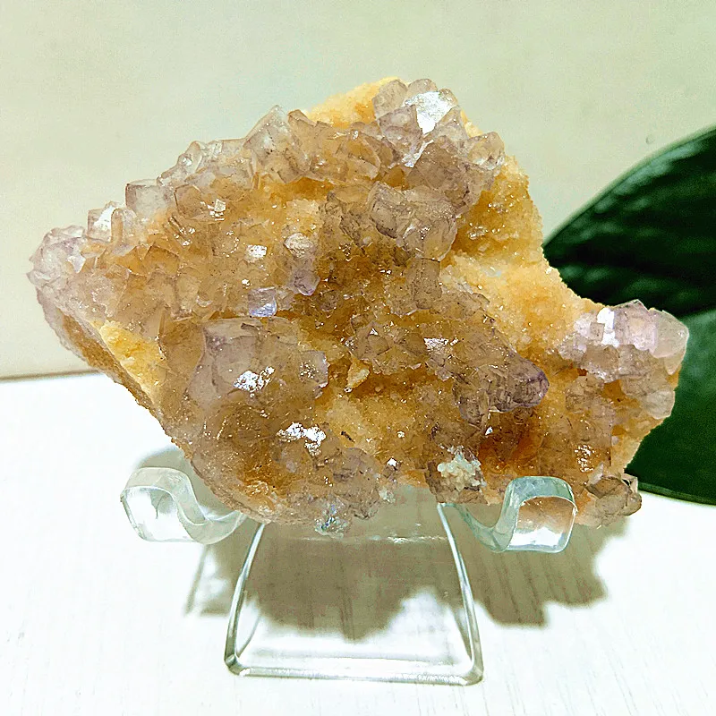 Natural Crystal Yellow Crystalline With Fluorite Specimen Symbiont Meditation Energy Healing Feng Shui Crystal Decoration