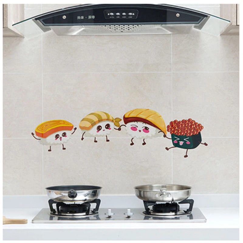 Cute Cartoon Transparent Kitchen Stove High Temperature Oil Proof Stickers Waterproof Stickers Kitchen Accessories 60*90cm