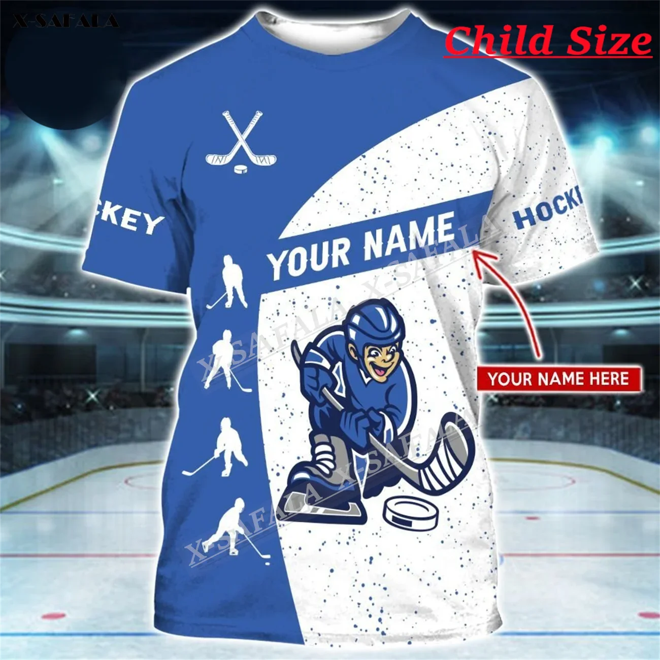 HOCKEY PLAYERS TEXT 3D Print T-Shirt Tops Tees Kids Child Size Short Sleeve Milk Fiber Antibacterial Moisturize Breathable Sport