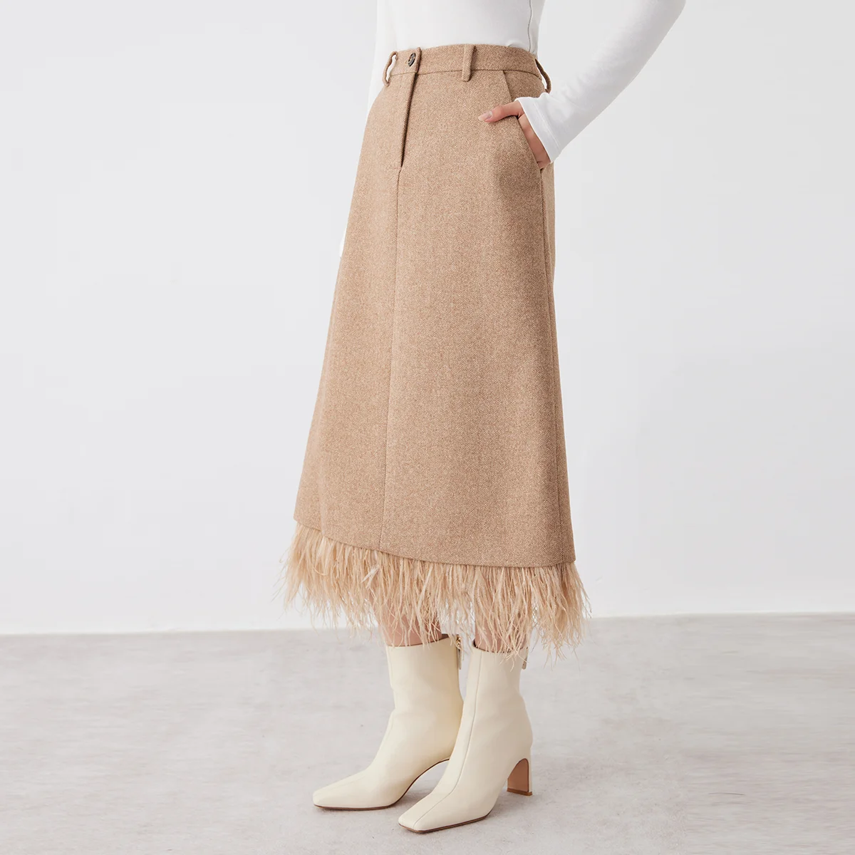 K2622W High quality luxury brand women\'s clothing 50% wool skirt
