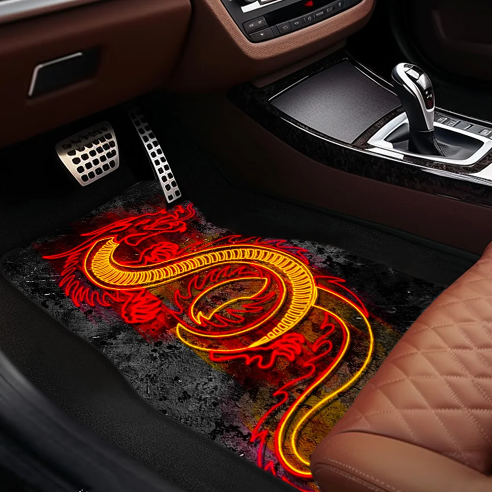 1 ud./2 uds./4 Uds. Alfombrillas de coche artísticas de moda con diseño de Rey Dragón Rojo, universales para todas las estaciones, cómodas y duraderas, adecuadas para Mos