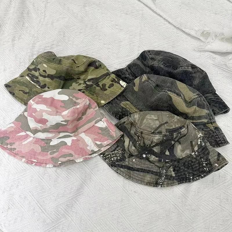 1PC Japanese Tooling Washed and Old Camouflage Outdoor Mountaineering Sun Protection Bucket Hat Summer Training Camping Basin
