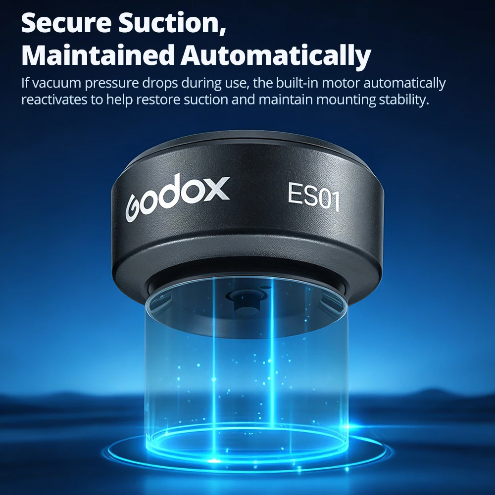 Godox ES01 Motorized Suction Holder Mounting Plate 1/4'' Cold Shoe Base Adapter For GODOX Flash V1 V1mid V100 iT32 AD300PROII