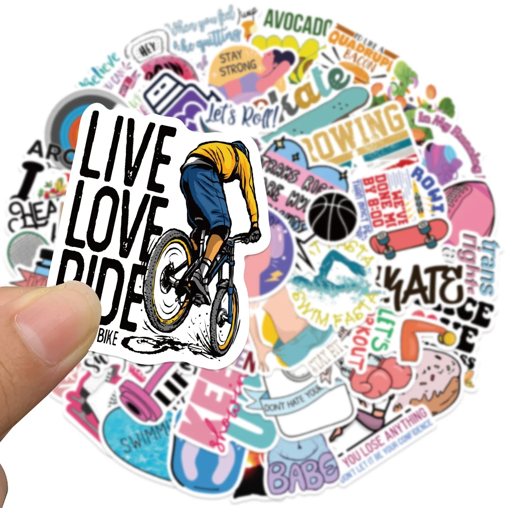 50PCS Exercise Fitness Weight Loss Positive Sticker Children Decal DIY Skateboard Notebook Phone Luggage Fridge Car Gift Sticker