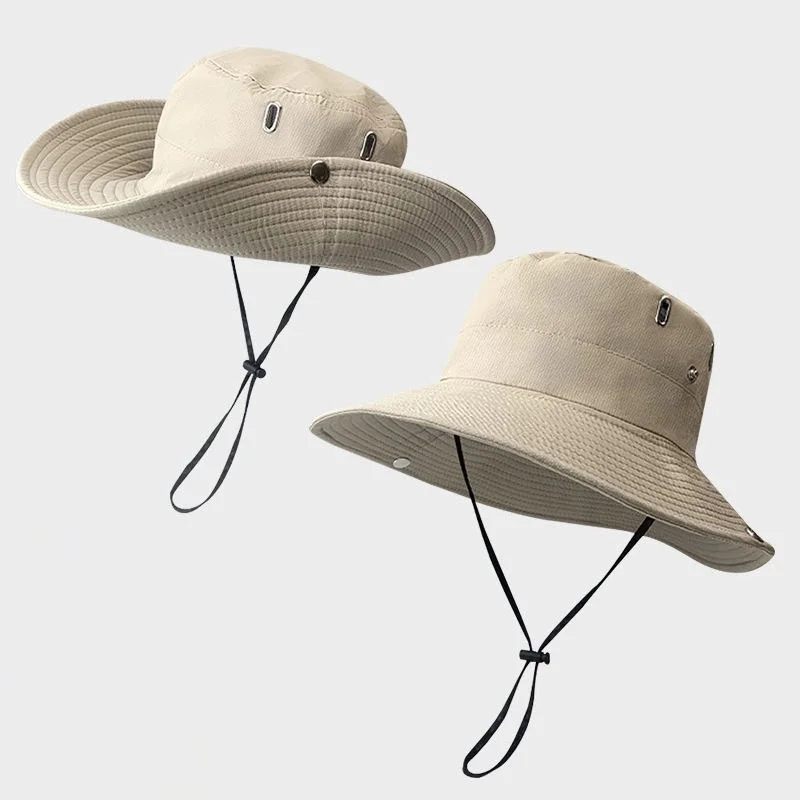 Chapéu de balde masculino de verão, proteção UV ao ar livre, aba larga, caça, caminhadas, chapéu de pescador, praia, protetor solar
