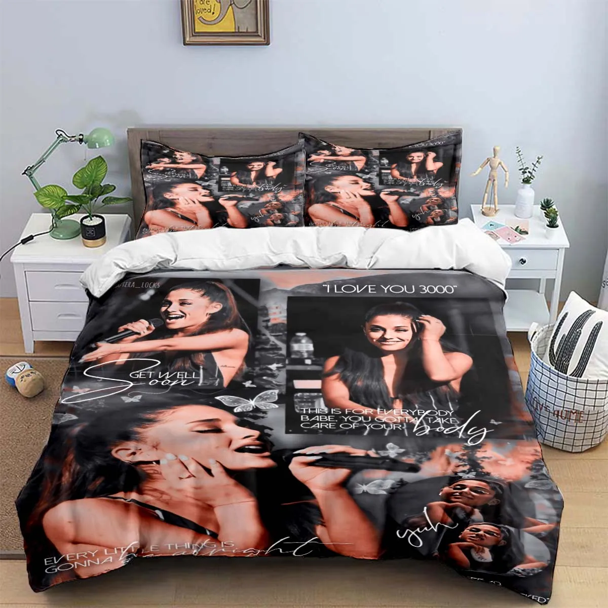 Singer Ariana Grande Pattern Bedding Sets Exquisite Bed Supplies Set Duvet Cover Comforter Set Bedding Set Luxury Birthday Gift