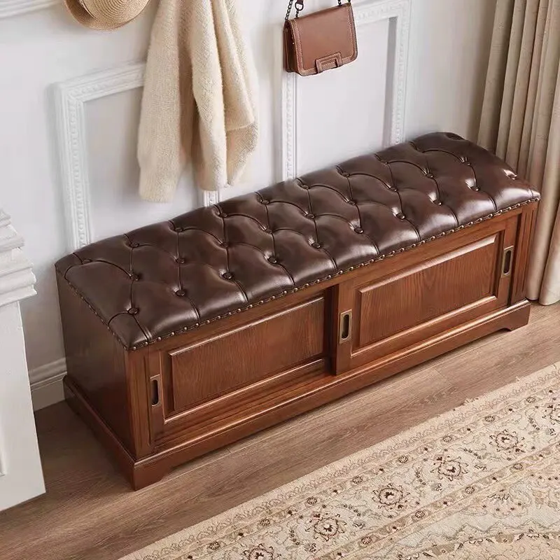 Picture 4: AB  Solid Wood Shoe Changing Stool Home Doorway Multi-Functional Sliding Door Can Sit Simple Shoe Cabinet