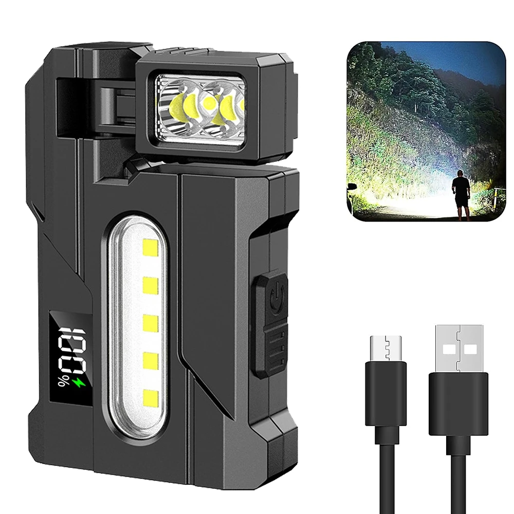 USB-Aufladbare LED-Taschenlampe Mini Tragbare Magnetische Arbeitsleuchte Superhelle Campinglaterne Seitliche COB-Notfall-Taschenlampe