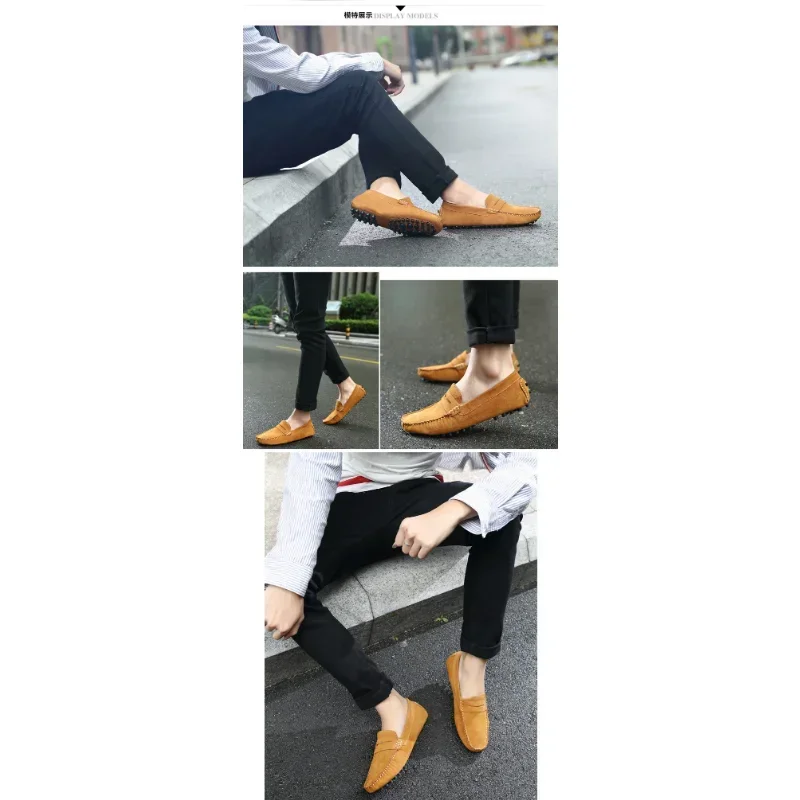 Loafers Leather Shoes Men Genuine Cattlehide Leather Surface Business Casual Shoes Spring and Summer Hollow out Breathable