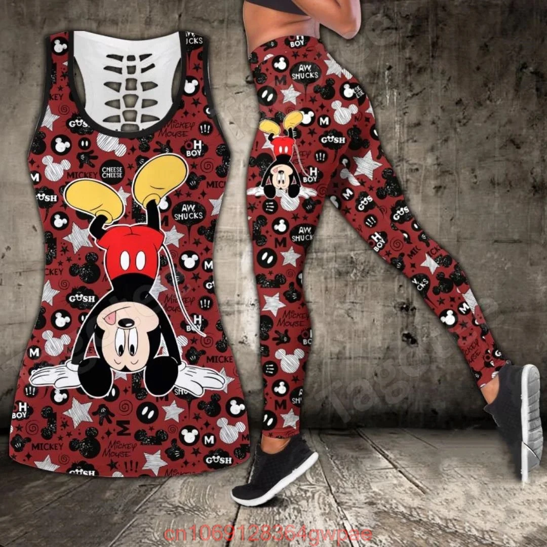 Conjunto de mallas de Yoga de Mickey Mouse para mujer, Leggings de Fitness, chándal de Disney, Top sin mangas recortado, conjunto de Leggings #2