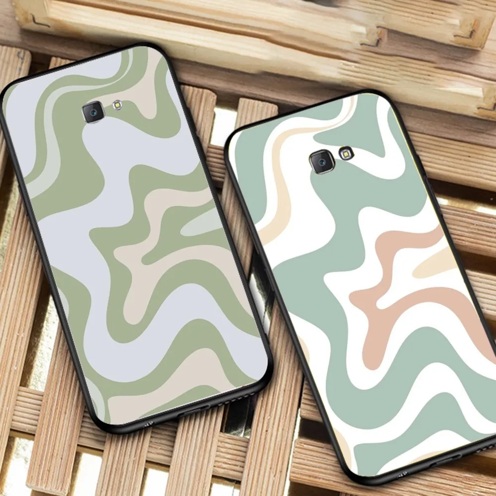 Hot Liquid Swirl Abstract Star Pattern in Beige Sage Green Phone Case For Samsung J 7 plus 7core J6 plus prime J6 J4 J5 M