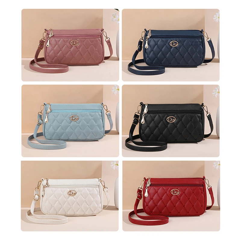 Lichte Luxe Pu Lederen Tas Geborduurde Tas Enkele Schoudertas Diamant Cross Body Tas Voor Vrouwen Mode Draagtassen