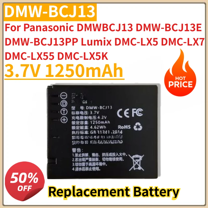 

New DMW-BCJ13 Camera Battery 3.7V 1250mAh for Panasonic DMWBCJ13 DMW-BCJ13E DMW-BCJ13PP Lumix DMC-LX5 DMC-LX7 DMC-LX55 DMC-LX5K