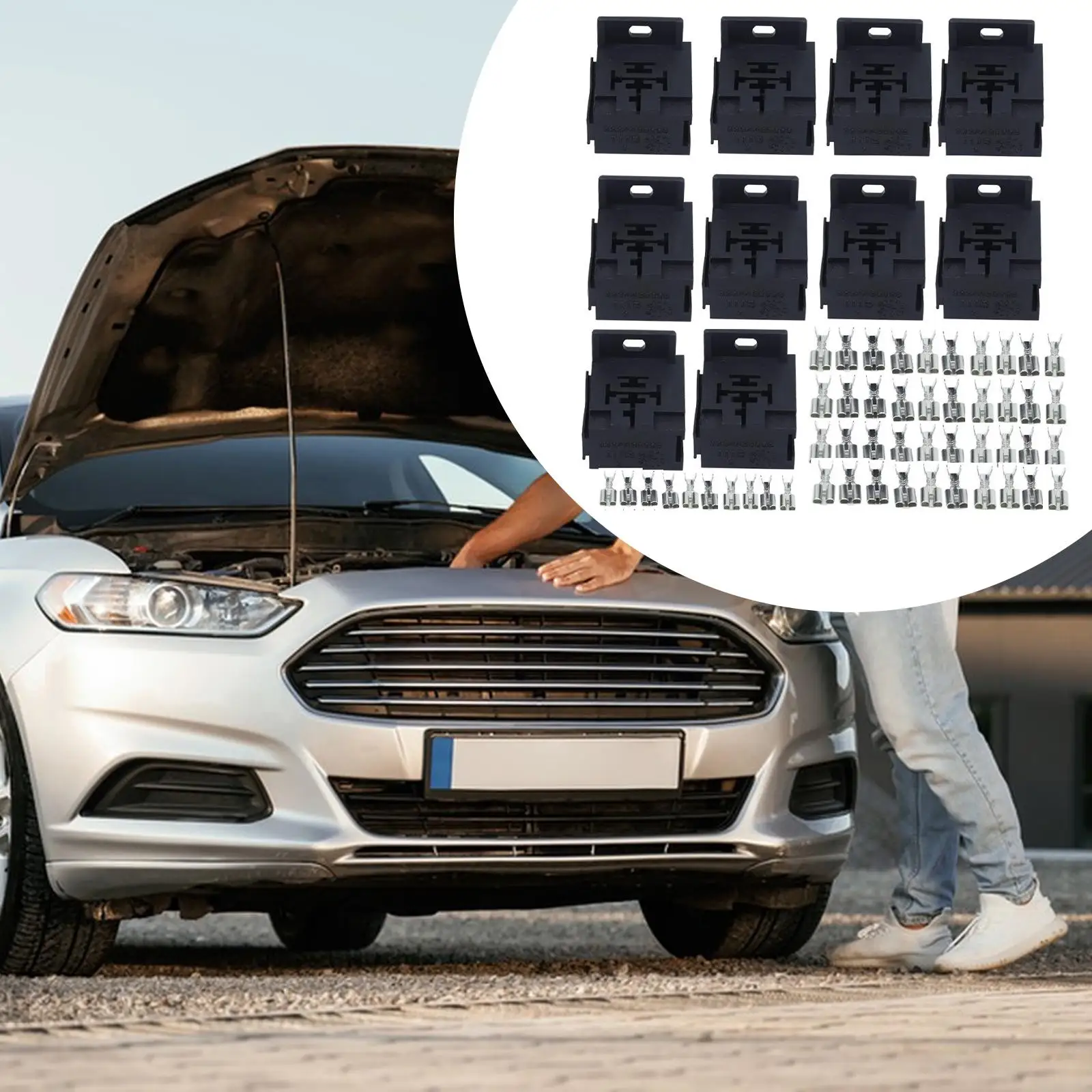 

PA66 пластиковый 5-контактный автомобильный релейный держатель блокирующий чехол для системы сигнализации HID противотуманные фары