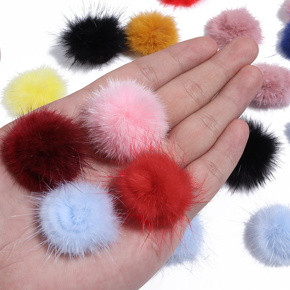 10pcs Mink Pompom 3cm Fluffy Fur Ball Soft Pompon DIY Pompons For Keychain Sewing On Scarf Hats Shoes Apparel Craft Supplies