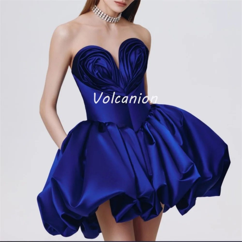 Customized Modern Style Exquisite Charmeuse Ruched Pleat Ball Gown Sweetheart Mini Dresses Bespoke Occasion Dresses High Quality
